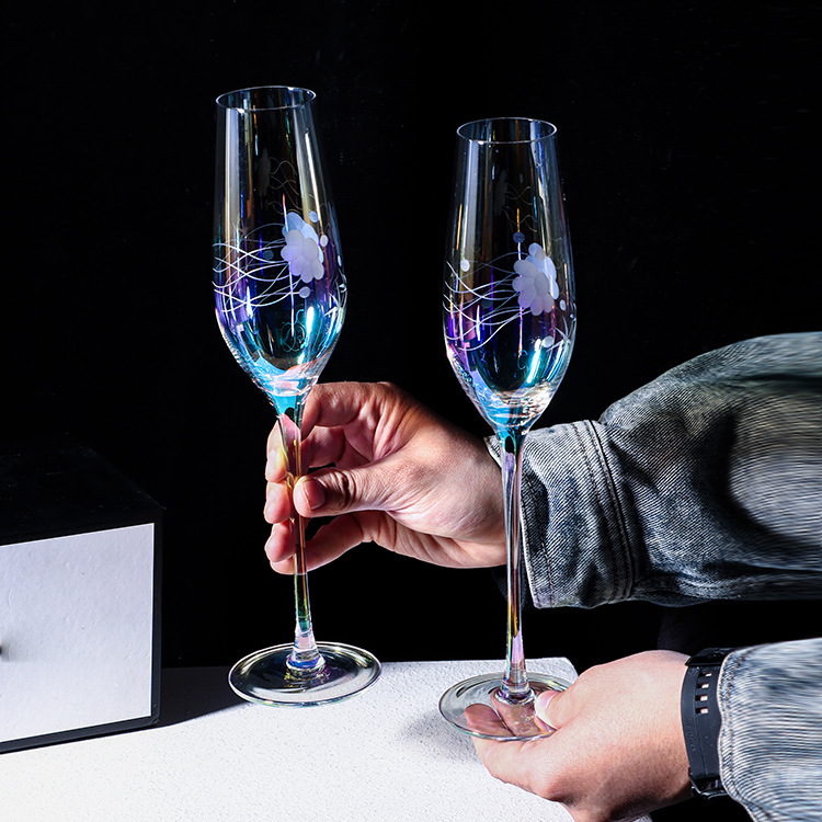 Highball Glass Set - Juego de copas de champán grabadas