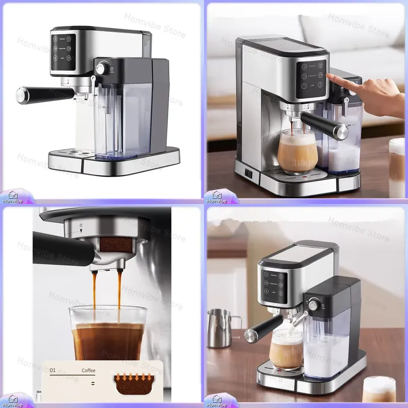 Home Bar And Coffee - Cafetera Espresso de Acero Inoxidable de