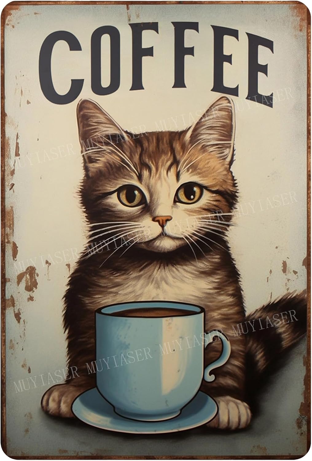 Home Bar And Coffee - Letreros Metálicos Retro de Gatos y