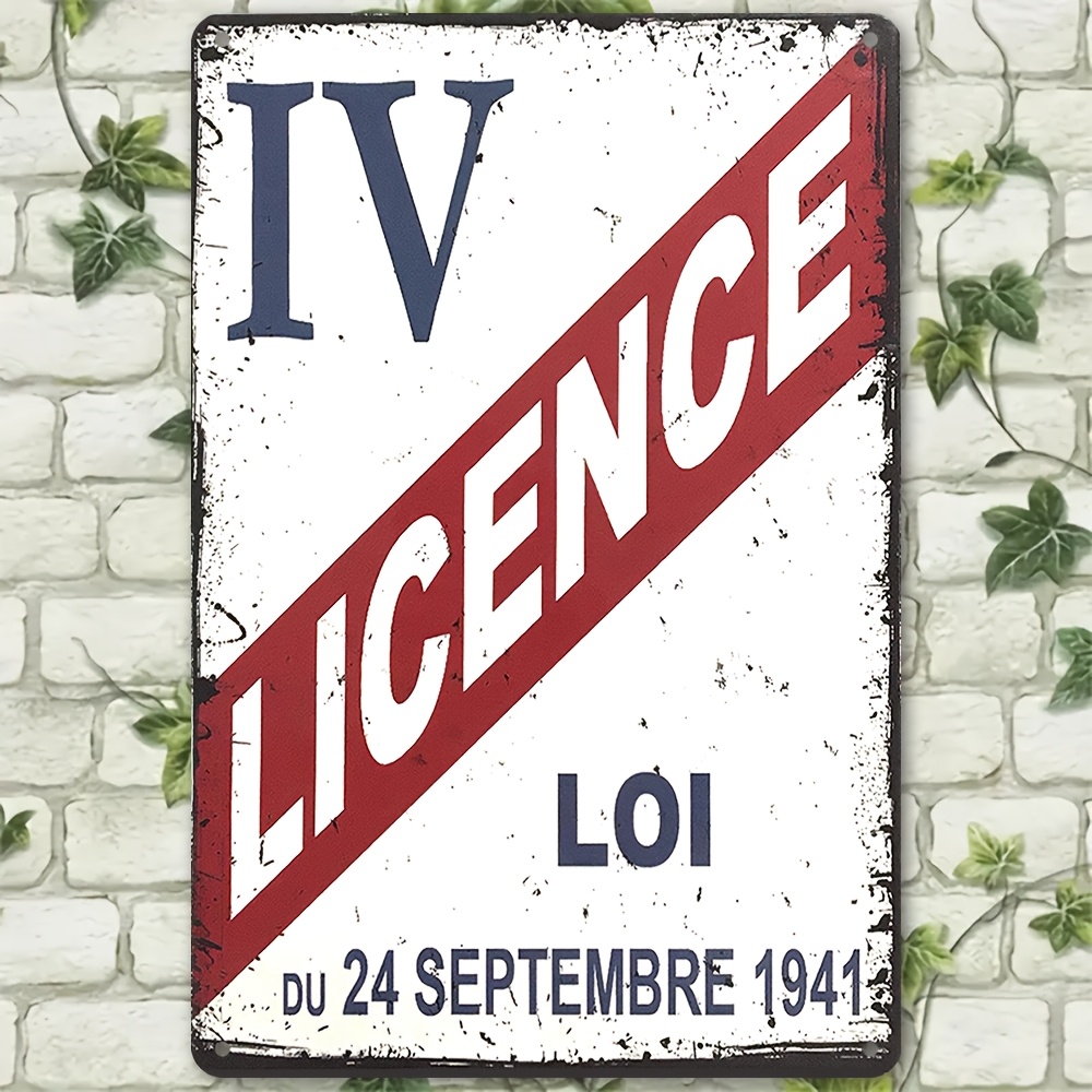Home Bar Accessories - Vintage 1941 License IV Letrero de